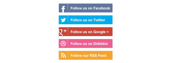 Flat Social Media Follow Buttons